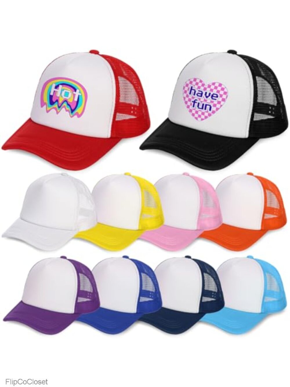 Blank Sublimation Trucker Hat, Adjustable Snapback for Women Men